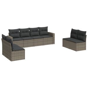 vidaXL 8 Piece Garden Sofa Set with Cushions Grey Poly Rattan