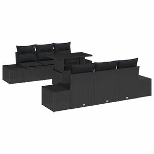 vidaXL Garden Sofa Set 7 pcs Black Poly Rattan and Powder-Coated Steel