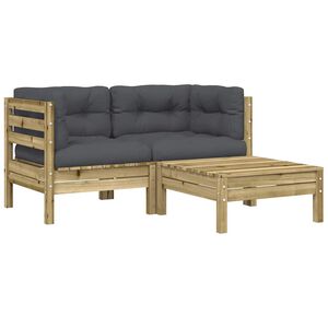 vidaXL Garden Sofa with Cushions and Footstool 2-Seater