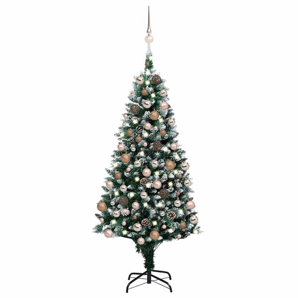 vidaXL Artificial Christmas Tree with LEDs&Ball Set&Pine Cones 180 cm