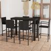 vidaXL 7 Piece Outdoor Bar Set with Armrest Poly Rattan Black