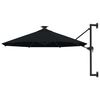 vidaXL Wall-mounted Garden Parasol with LEDs 300 cm Black