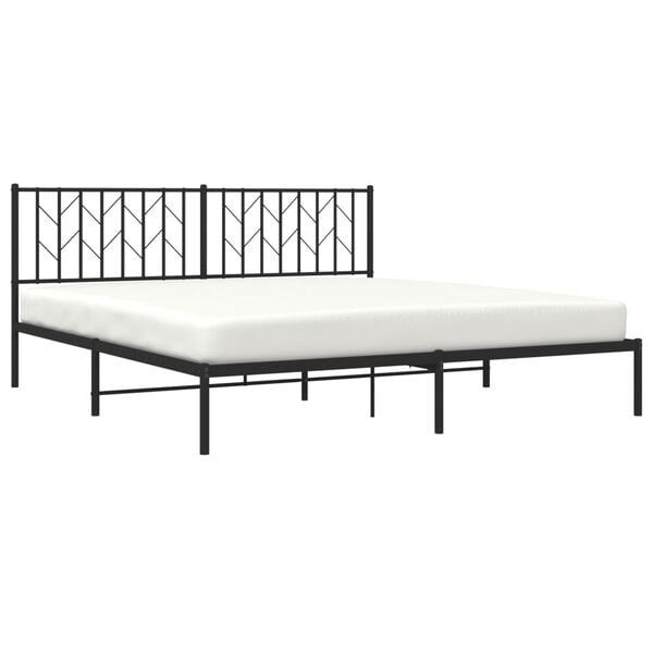 vidaXL Metal Bed Frame without Mattress with Headboard Black 180x200cm