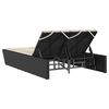 vidaXL Double Sun Lounger with Cushions Black Poly Rattan