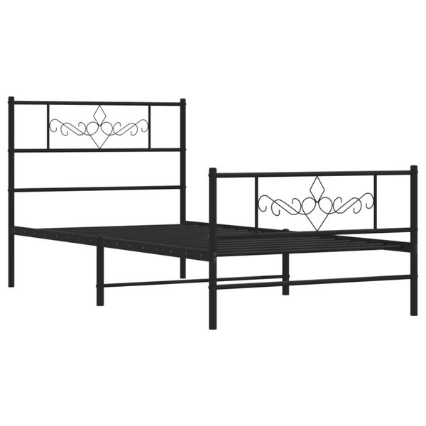 vidaXL Metal Bed Frame without Mattress with Footboard Black 107x203cm