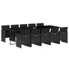 vidaXL 11 Piece Garden Dining Set with Cushions Black Poly Rattan
