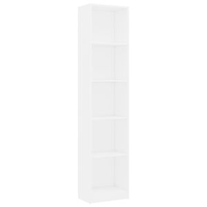 vidaXL 5-Tier Book Cabinet White 40x24x175 cm Engineered Wood