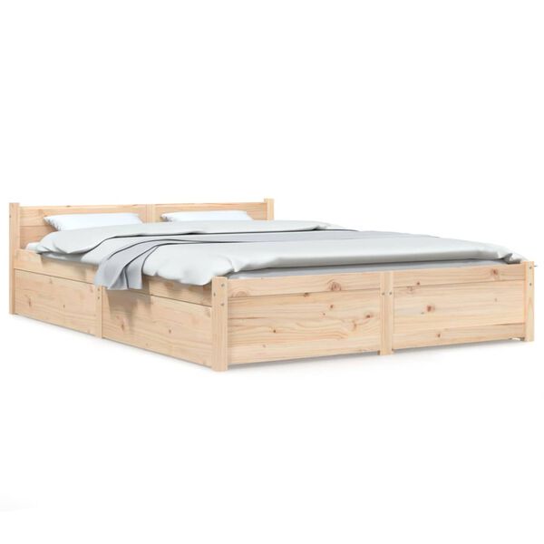 vidaXL Bed Frame without Mattress with Drawers King Size