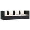 vidaXL Garden Bed with Cushion & Pillows Poly Rattan Black