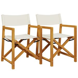 vidaXL Folding Director Chairs 2 pcs&nbsp;Cream White Fabric
