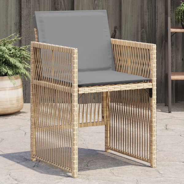 vidaXL Garden Chairs with Cushions 4 pcs Mix Beige Poly Rattan