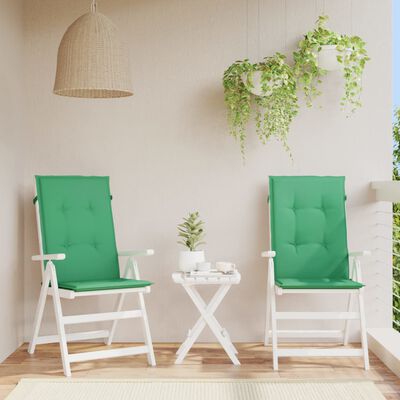 vidaXL Garden Highback Chair Cushions 2 pcs Green 120x50x3 cm Fabric