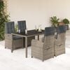 vidaXL 5 Piece Garden Dining Set with Cushions Grey Poly Rattan