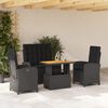 vidaXL 4 Piece Garden Dining Set with Cushions Black Poly Rattan