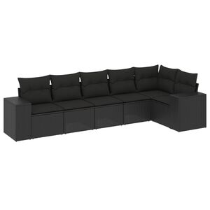 vidaXL 7 Piece Garden Sofa Set with Cushions Black Poly Rattan