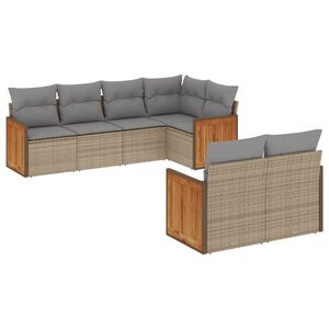 vidaXL 7 Piece Garden Sofa Set with Cushions Beige Poly Rattan
