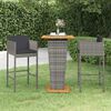 vidaXL 3 Piece Garden Bar Set with Cushions Poly Rattan Grey