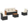 vidaXL 6 Piece Garden Sofa Set with Cushions Black Poly Rattan