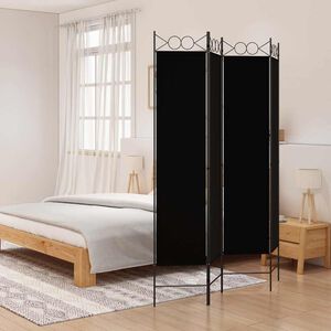 vidaXL 4-Panel Room Divider Black 160x200 cm Fabric