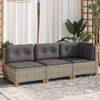 vidaXL Garden Sofa with Cushions 3-Seater Grey Poly Rattan