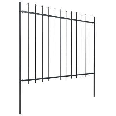 vidaXL Garden Fence with Spear Top Steel 8.5x1.5 m Black