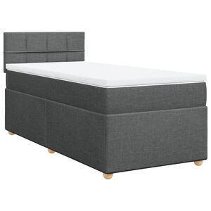 vidaXL Box Spring Bed with Mattress Dark Grey King Single Fabric