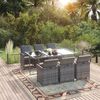vidaXL 7 Piece Garden Dining Set with Cushions Poly Rattan Grey