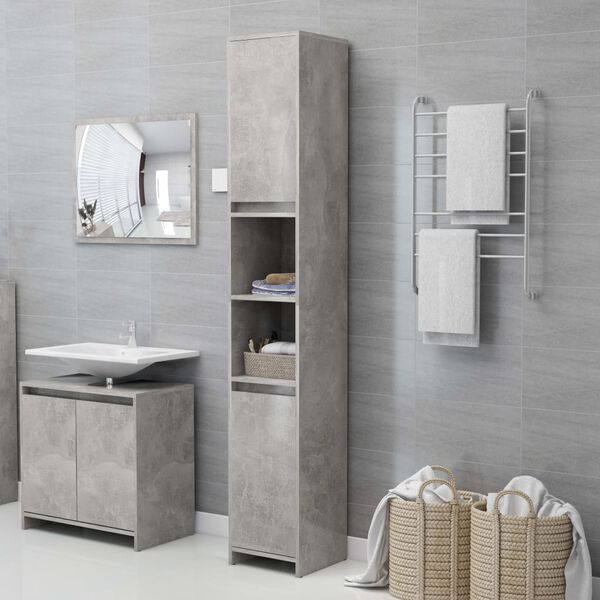 vidaXL Bathroom Cabinet Concrete Grey 30x30x183.5 cm Engineered Wood