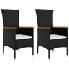 vidaXL 3 Piece Garden Dining Set with Cushions Black Poly Rattan