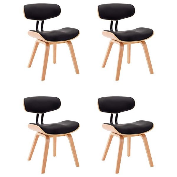 vidaXL Dining Chairs 4 pcs Black Bent Wood and Faux Leather