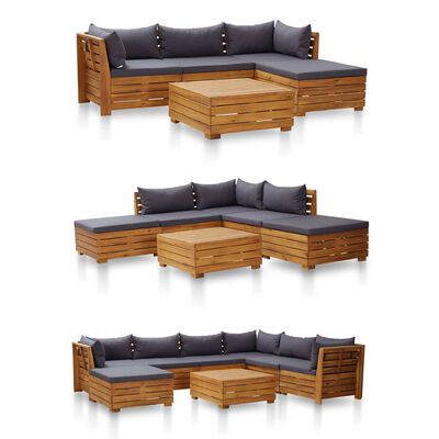 vidaXL Sectional Middle Sofa 1 pc with Cushions Solid Acacia Wood
