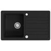 vidaXL Granite Kitchen Sink Single Basin with Drainer Reversible Black