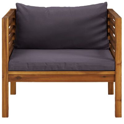 vidaXL 2 Piece Garden Sofa Set with Dark Grey Cushions Acacia Wood