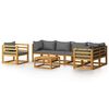 vidaXL 7 Piece Garden Lounge Set with Cushion Solid Acacia Wood