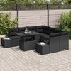 vidaXL Garden Sofa Set with Cushion 9 pcs Black Poly Rattan