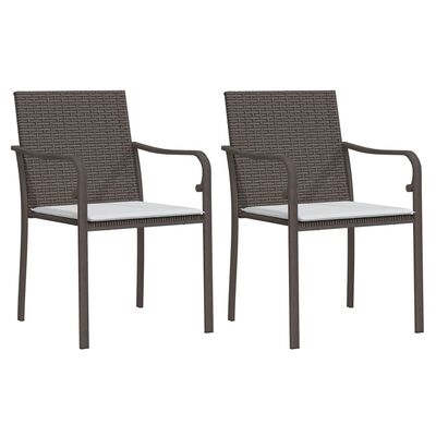 vidaXL Garden Chairs with Cushions 2 pcs Brown 56x59x84 cm Poly Rattan