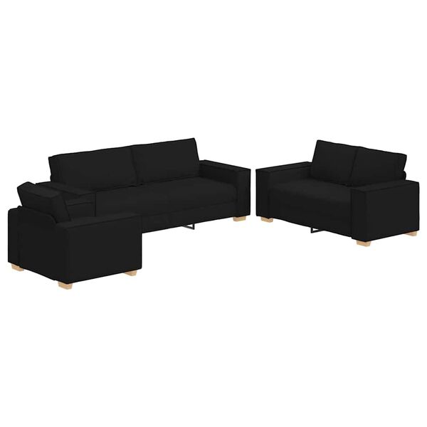 vidaXL Sofa 3 pcs Black 220 x 80 x 84 cm Fabric