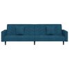 vidaXL 2-Seater Sofa Bed with Two Pillows Blue Velvet