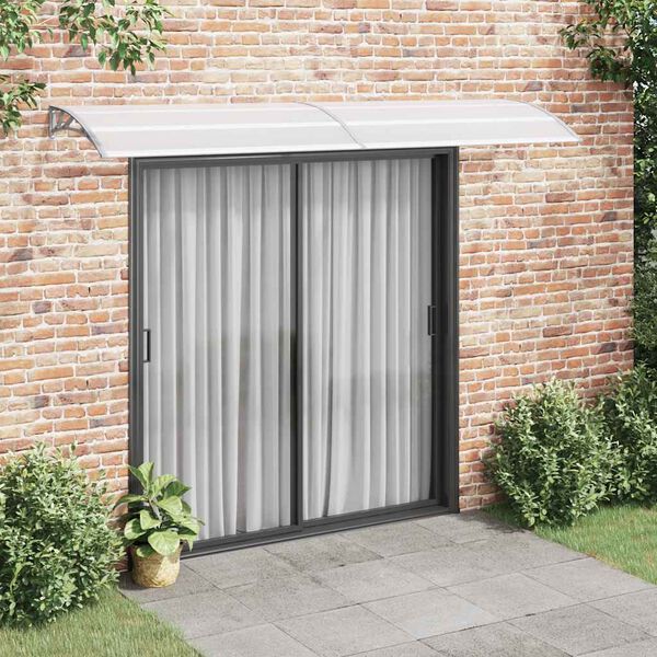 vidaXL Door Canopy Grey and Transparent 300x75 cm PC