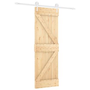 vidaXL Sliding Door Natural and White 70 x 210 cm Solid Pine Wood