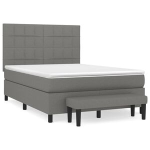 vidaXL Box Spring Bed with Mattress Dark Grey 137x187 cm Double Size Fabric