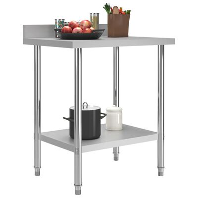 vidaXL Kitchen Work Table with Backsplash 80x60x93 cm Stainless Steel