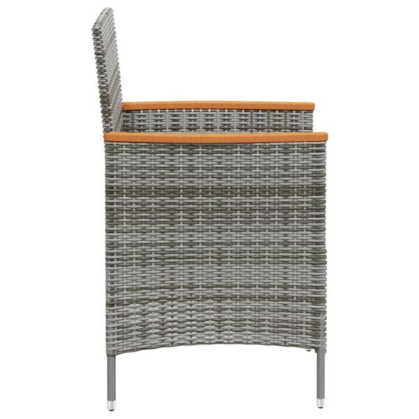 vidaXL 3 Piece Outdoor Dining Set with Cushions Poly Rattan Grey