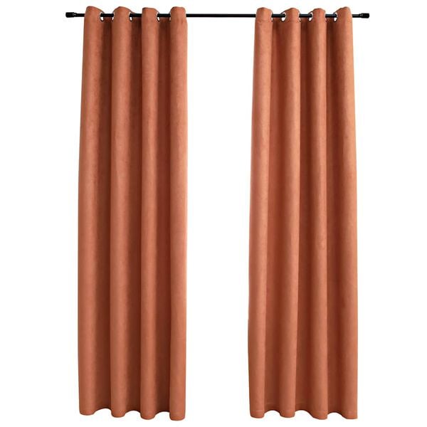 vidaXL Blackout Curtains with Metal Rings 2 pcs Rust 140x245 cm