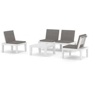 vidaXL 4 Piece Garden Lounge Set with Cushions Plastic White