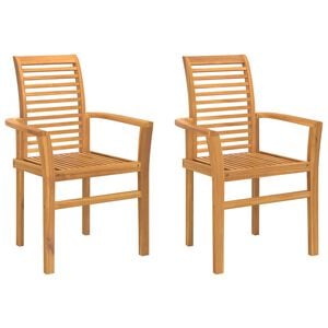 vidaXL Stacking Dining Chairs 2 pcs Solid Teak