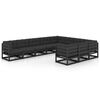 vidaXL 10 Piece Garden Lounge Set with Cushions Black Solid Wood Pine