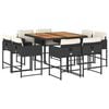 vidaXL 9 Piece Garden Dining Set with Cushions Black Poly Rattan