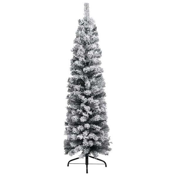 vidaXL Slim Pre-lit Christmas Tree with Ball Set&Flocked Snow Green 120cm
