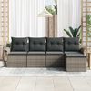 vidaXL Garden Sofa Set with Cushion 5 pcs Grey Poly Rattan